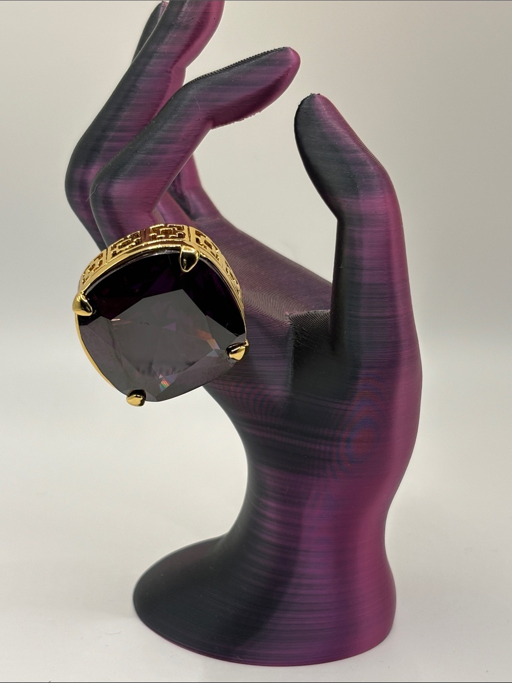Trina Turk Statement Gold-Tone Ring with Large Amethyst Glass Stone